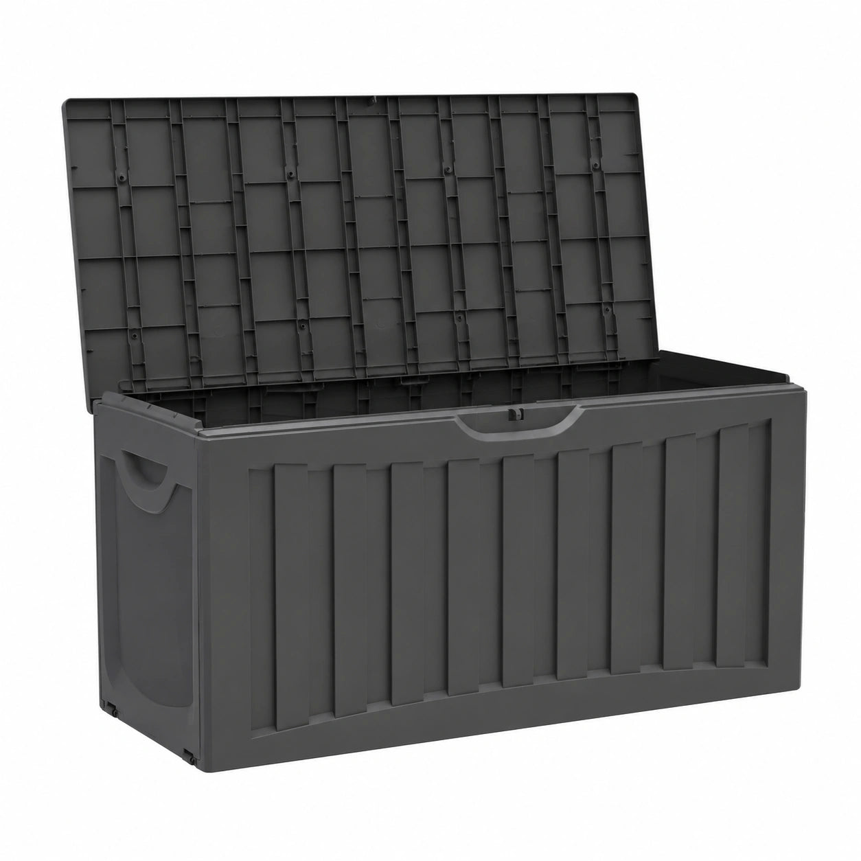 Baule esterno in resina per giardino, terrazza o balcone, cassapanca impermeabile per oggetti e giocattoli, 340 litri, 118 × 53 × 57 cm