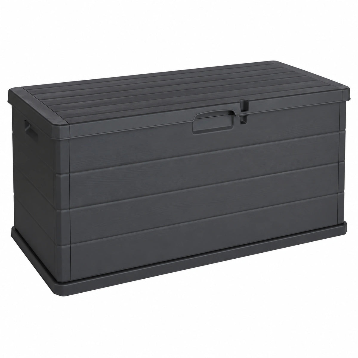Baule da Giardino 170, 340L in Resina Effetto Legno Cassapanca Contenitore Esterno Impermeabile con Coperchio e Maniglie Box Porta Cuscini, Attrezzi