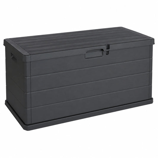 Baule da Giardino 170, 340L in Resina Effetto Legno Cassapanca Contenitore Esterno Impermeabile con Coperchio e Maniglie Box Porta Cuscini, Attrezzi