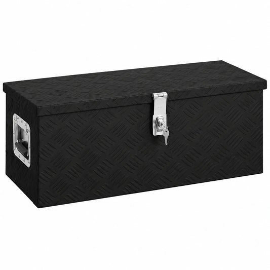 Mobile Contenitore Portaoggetti Nero 80 × 39 × 30 cm in Alluminio, Cassapanche e Bauli per Esterni, Contenitore da Giardino, Porta Attrezzi