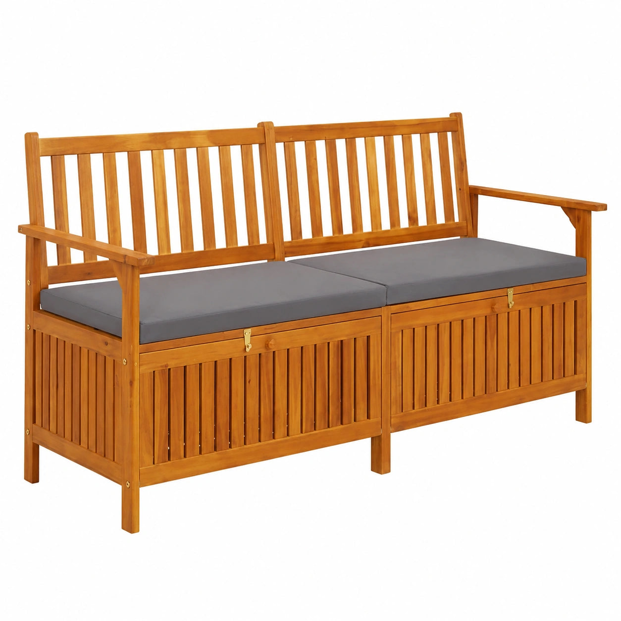 Contenitore da Esterno Legno, Panca Contenitore da Esterno, con Cuscino in Legno Massello di Acacia 148 cm
