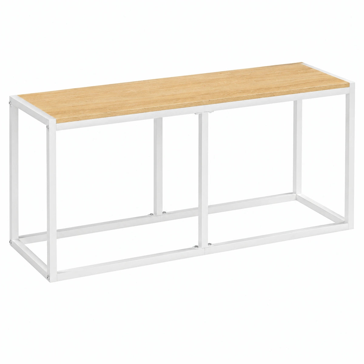 Panca da Pranzo Industriale, Panca da Esterno in Metallo da 120 × 30 × 46,5 cm, Panchina Facile da Montare, per Cucina e Sala da Pranzo, Bianco