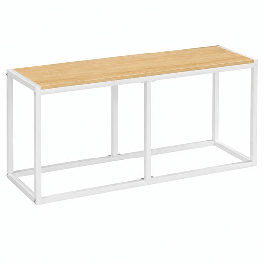 Panca da Pranzo Industriale, Panca da Esterno in Metallo da 120 × 30 × 46,5 cm, Panchina Facile da Montare, per Cucina e Sala da Pranzo, Bianco