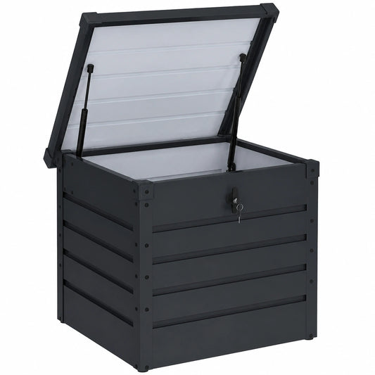 Contenitore Metallico con Serratura Grigio Antracite per Giardino 200L