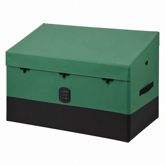Scatola per Stoccaggio da Esterno in PE Impermeabile con Coperchio Manici Laterali Volume da 440L, Contenitore Porta Attrezzi da Giardino