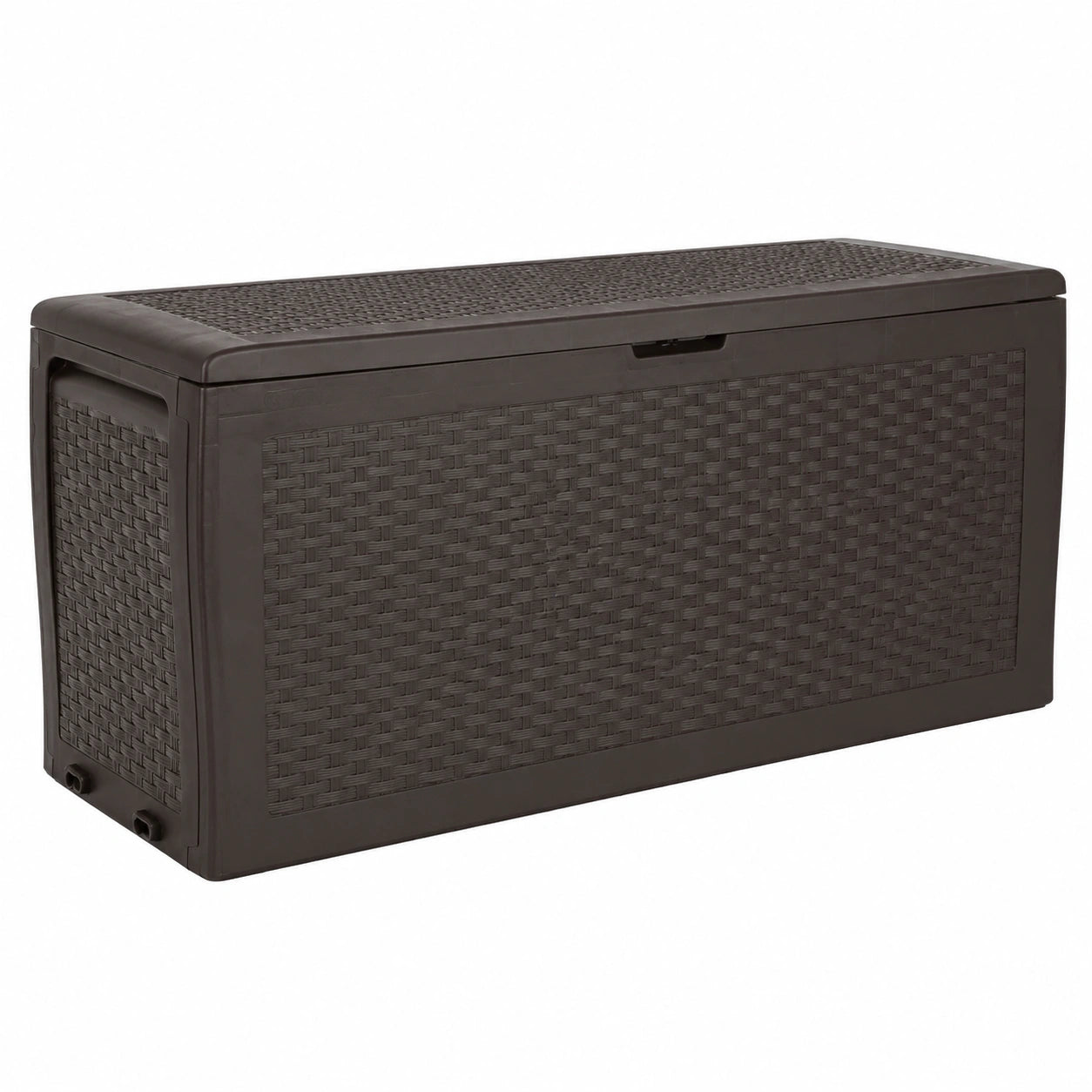Contenitore Esterno Panca Baule da Giardino in Resina Effetto Rattan, 116,4 × 44,7 × 57 cm, Marrone, Woven Textured con Elegant, STORAGE_BOX