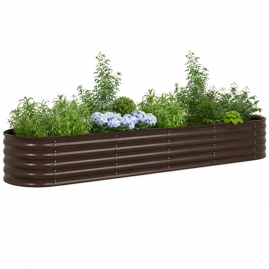 Letto Rialzato Marrone 400 × 80 × 44 cm Acciaio, Giardino e Terrazza, Vaso in Acciaio Minimalista, Contenitore per Piante, Letto Fiorito Alto