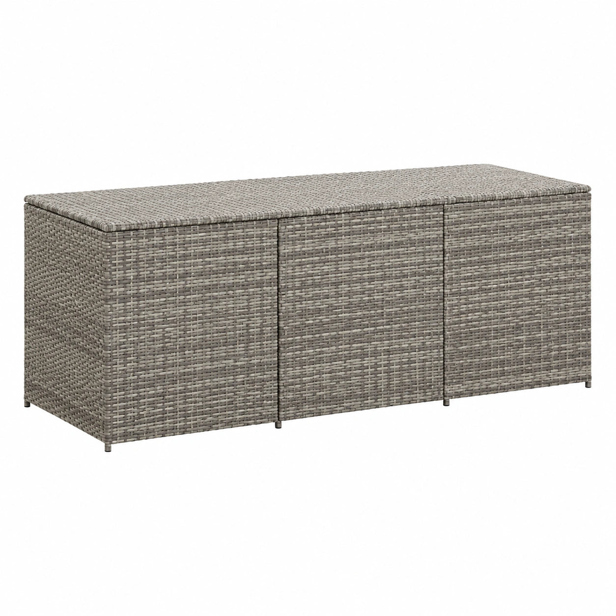 Contenitore da giardino in resina intrecciata 180 × 90 × 70 cm, grigio, scatola di immagazzinaggio attrezzi da giardino per esterni, balcone