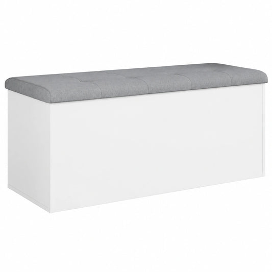 Panca Portaoggetti Bianca 102 × 42 × 45 cm in Legno Multistrato, Cassapanche e Bauli per Esterni, Contenitore da Giardino, Porta Attrezzi