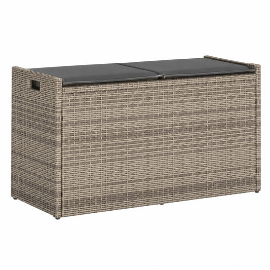 Cuscino Grigia 100 cm in Polyrattan, Panca Portaoggetti per Giardino e Terrazzo, Contenitore per Cuscini Giocattoli, Seduta con 110 Include Borsa