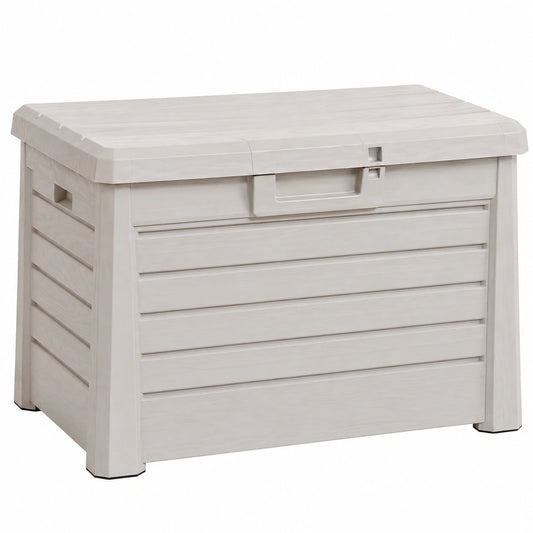 Toomax Compact Florida baule da 120L da esterno 73 × 50,5 × 46,5h cm, colore grigio tortora con finitura effetto legno in plastica resistente ai