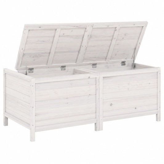 Contenitore Giardino Bianco 150 × 50 × 56,5 cm Legno Massello Abete, Cassapanche da Esterno
