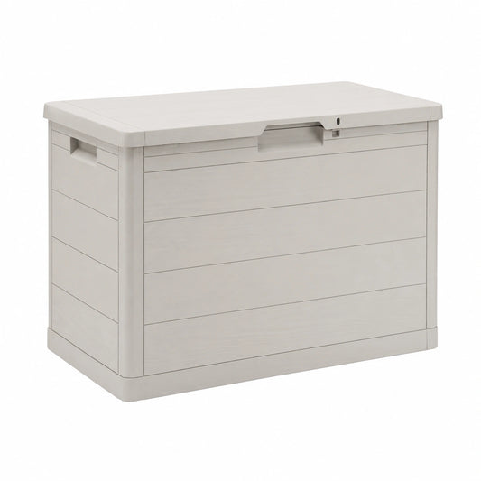Toomax Multibox Woody's baule da 160L portattrezzi 77,5 × 44,5 × 52,7h, effetto legno colore grigio tortora, in plastica resistente, resistente ai