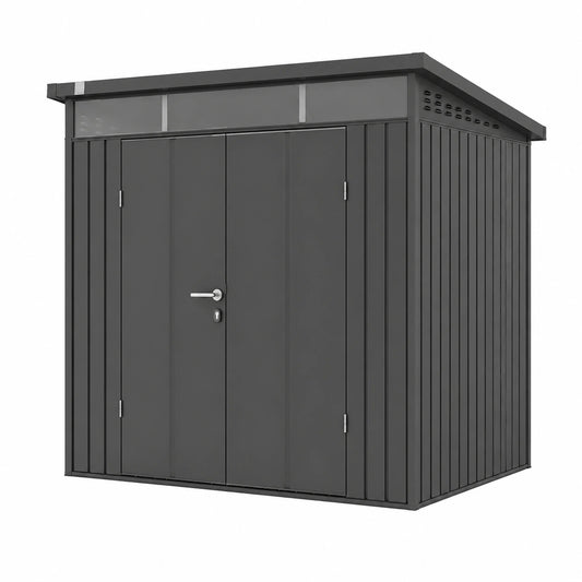 Casetta da giardino metallo 210 × 180 × 205 cm Armadio da esterno per attrezzi antracite