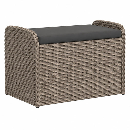 VidaXL Opbergbankje met kussen 80 × 51 × 52 cm poly rattan grijs