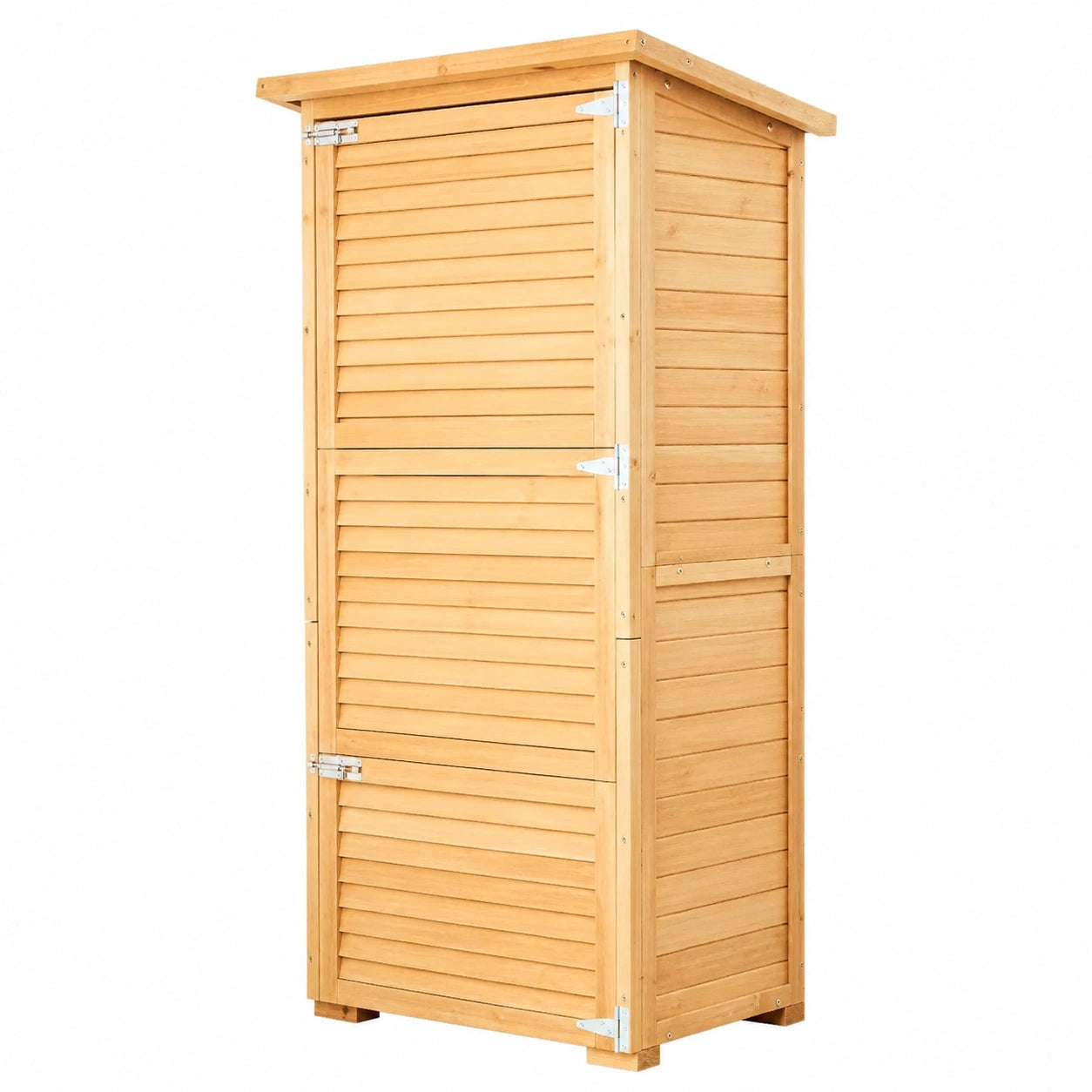 Grande Capannone Portaoggetti in Legno per Esterni, Capannone Porta con Struttura in Metallo, Ripiani, Pavimento, Mobiletto Portaoggetti Impermeabile