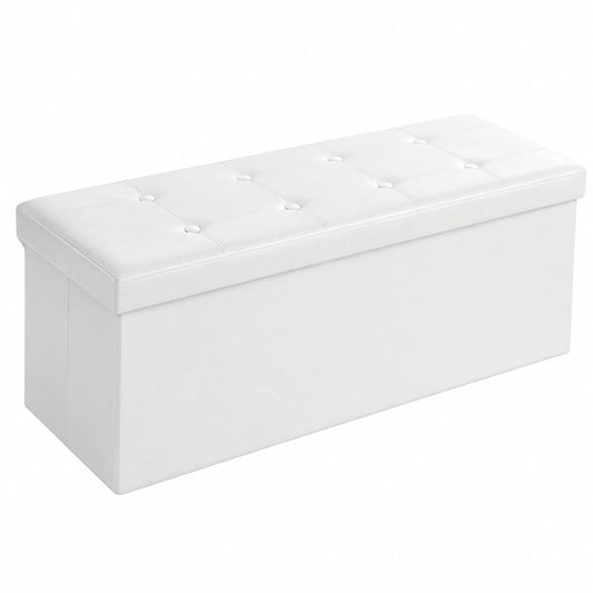 Contenitore 120L, Pouf Contenitore, Panca Poggiapiedi Pieghevole, Capacità di Carico di 300 kg, Seduta Imbottita