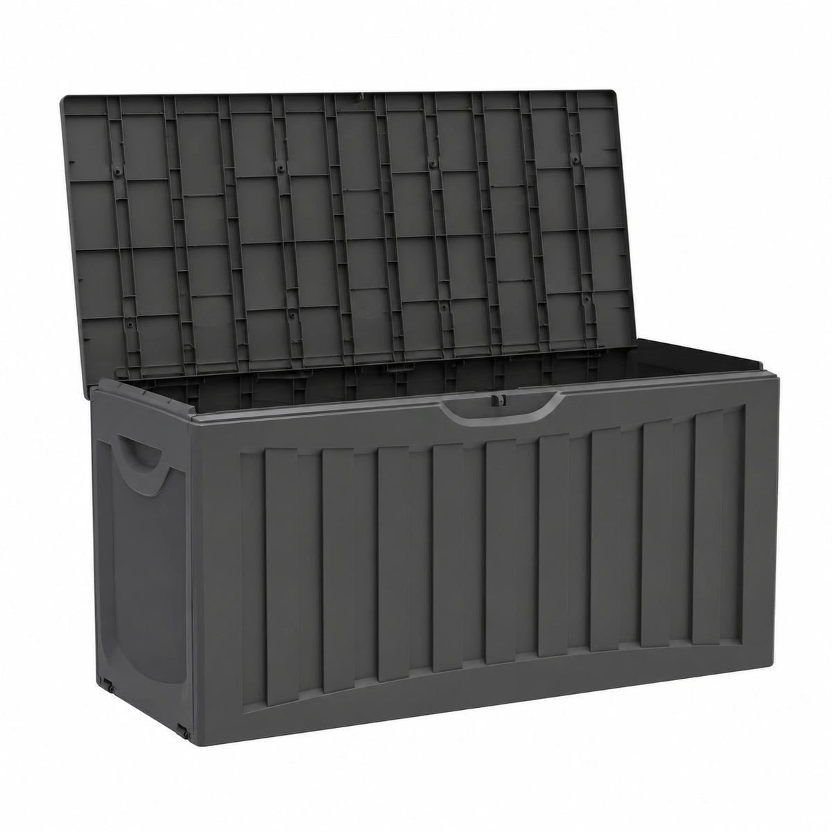 Baule esterno in resina per giardino, terrazza o balcone, cassapanca impermeabile per oggetti e giocattoli, 340 litri, 118 × 53 × 57 cm