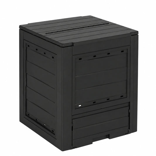 Composter da giardino Ambition antracite 260L 60 × 60 × 73h cm, contenitore per compostaggio in plastica riciclata, resistente ai raggi uv