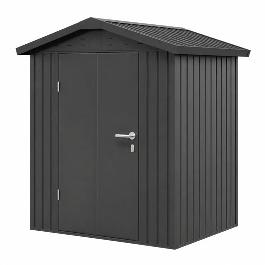 Casetta da Giardino Metallo 150 × 120 × 205 cm Armadio da Esterno per Attrezzi Antracite